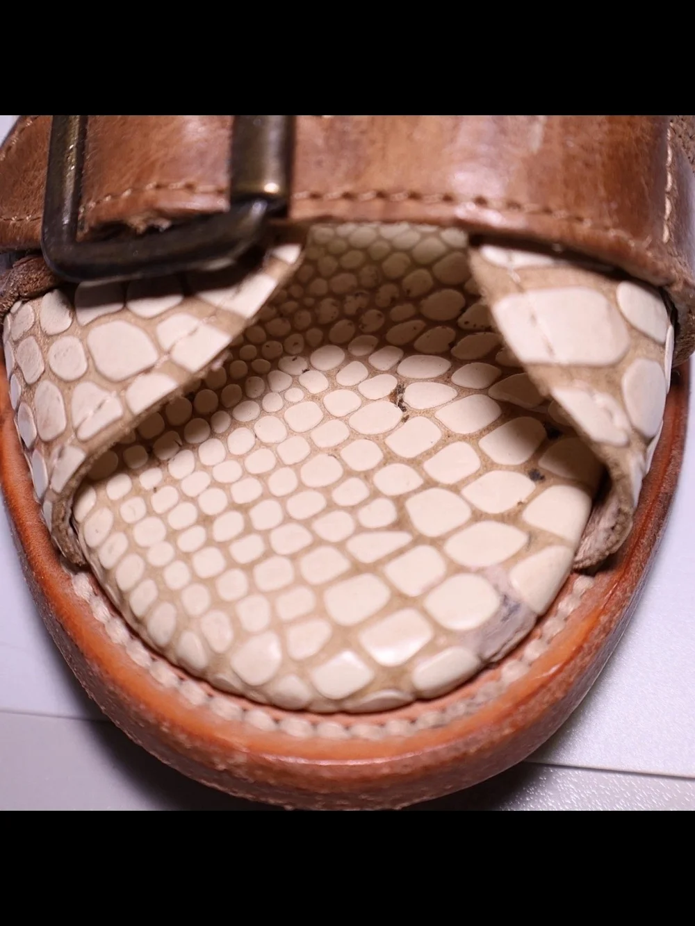 Freebird by Steven Bond Heeled Gladiator Sandals Snake Embossed Leather 7 READ